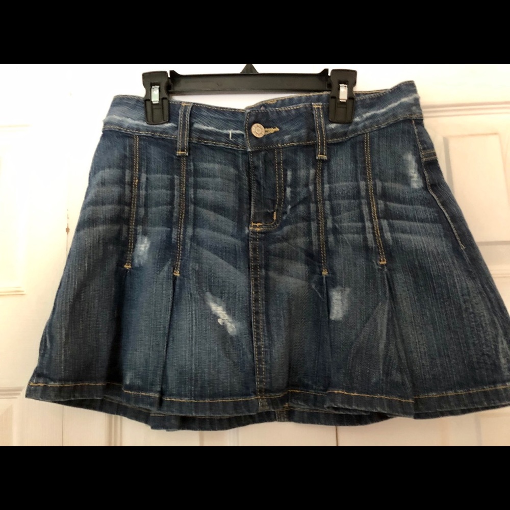 Bebe Denim Pleated Skirt